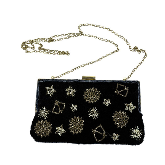 La Regale Astrology Beaded Velvet Mini Crossbody Purse - Picture 1 of 10